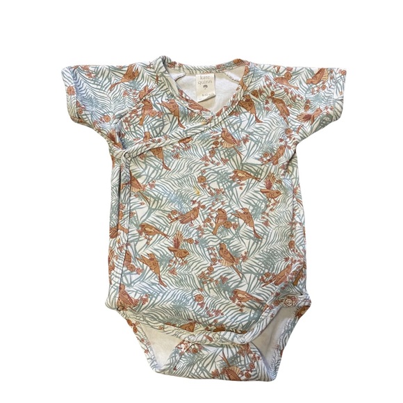kate quinn Other - Kate Quinn Organic blue rust bird print kimono wrap onesie bodysuit